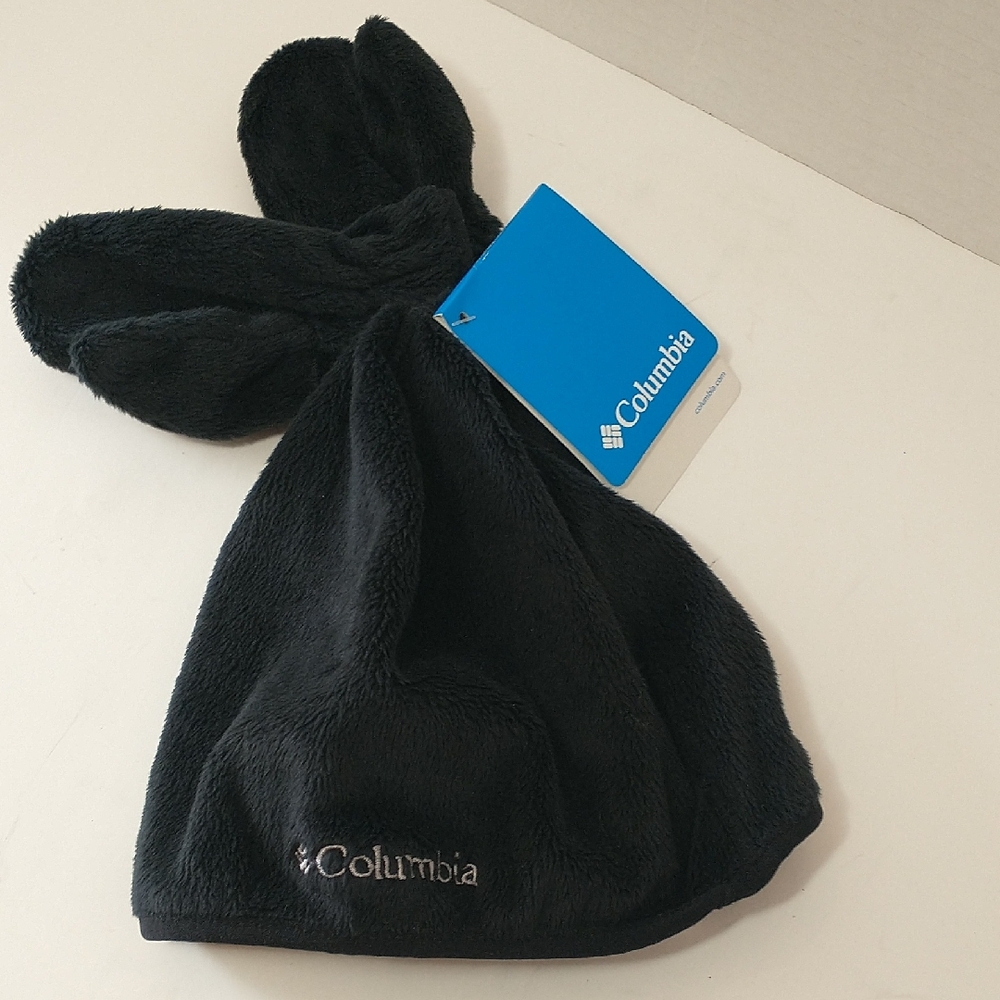 NWT Columbia Hat And Mitten Set, Black And Gray, Toddler Size One Fits All